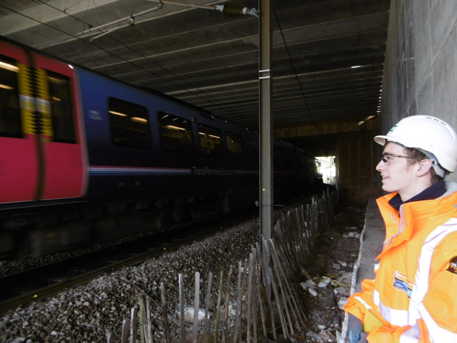 Sam underneath Bridge 15 during a site safety tour